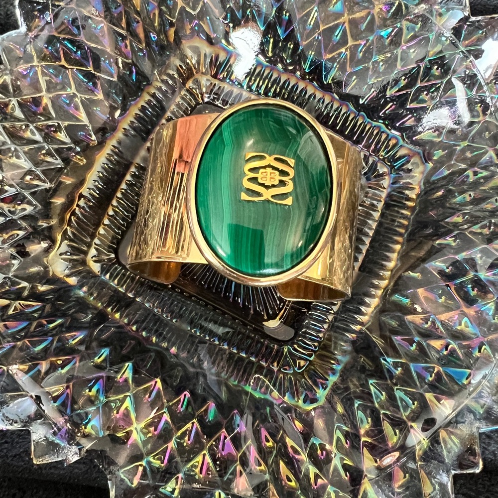 Shelly Brown Gold and Green Statement Cuff Bracelet